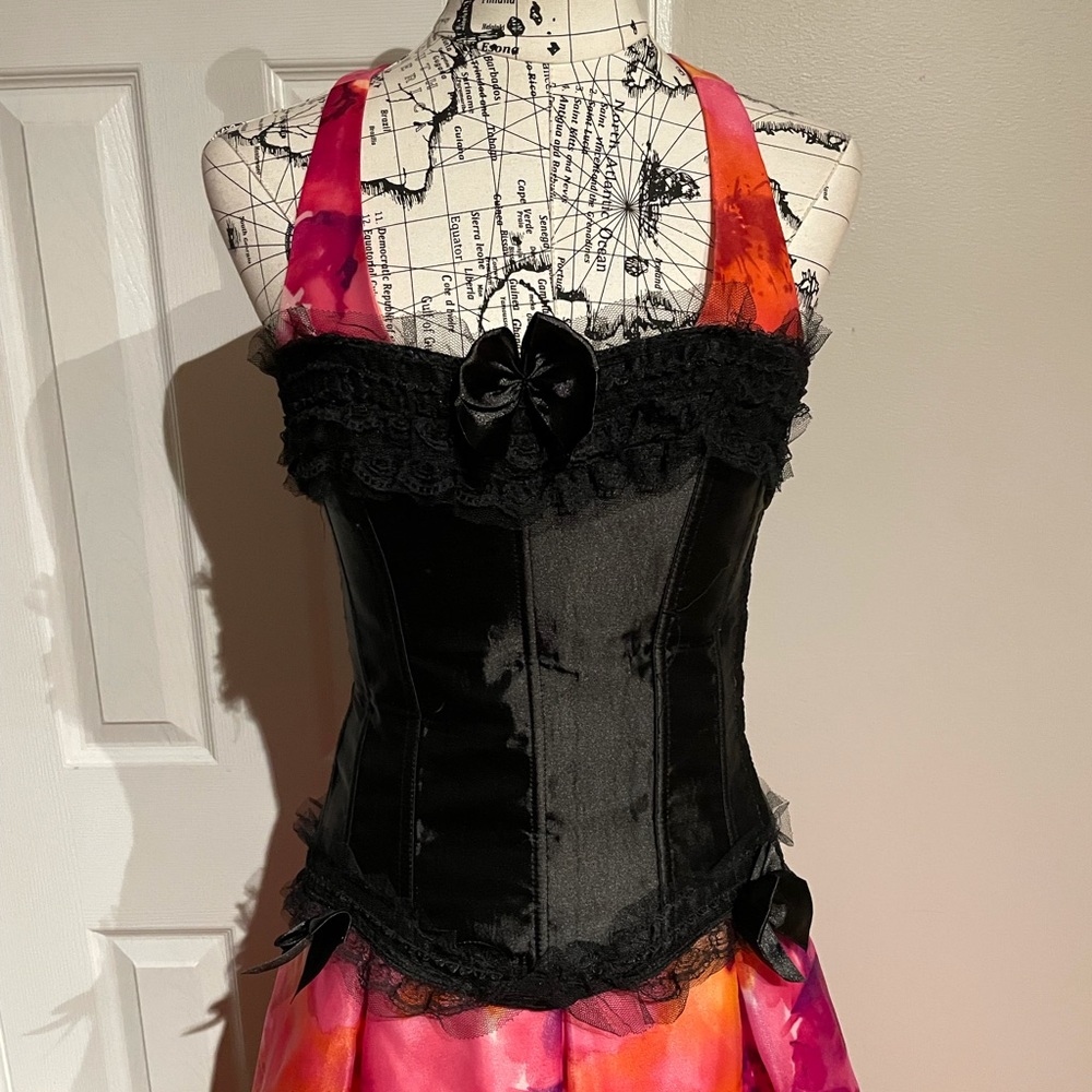 Corset cinched waist lace goth rave steampunk costume theater photoshoot boudoir